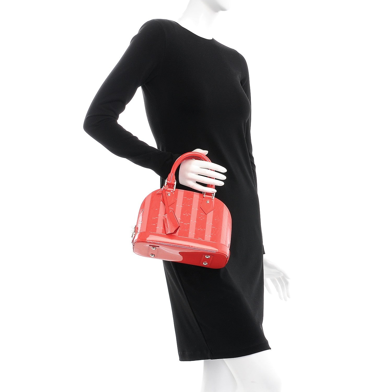 Louis Vuitton Vernis Rayures Alma BB Poppy 3 of 8