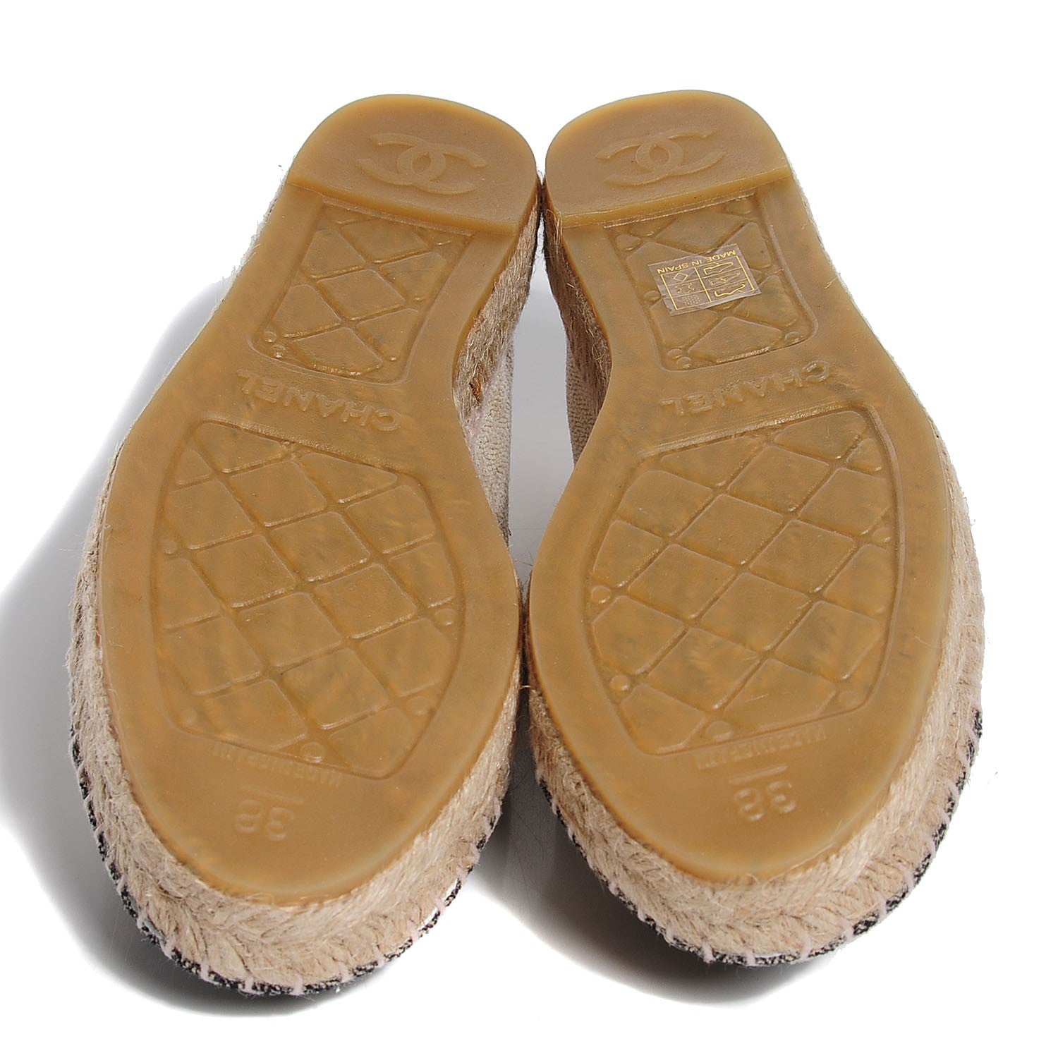 Chanel Toile Sequin CC Espadrilles 38 Beige Black 5 of 8