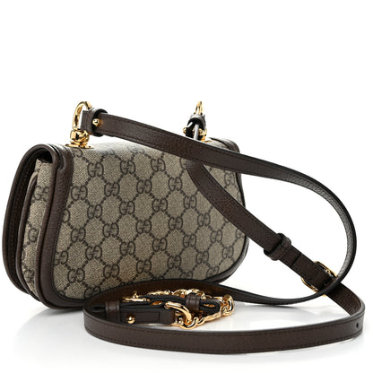 Gucci GG Supreme Monogram Textured Dollar Calfskin Mini Blondie Chain Shoulder Flap Bag Beige Ebony New Acero 3 of 11