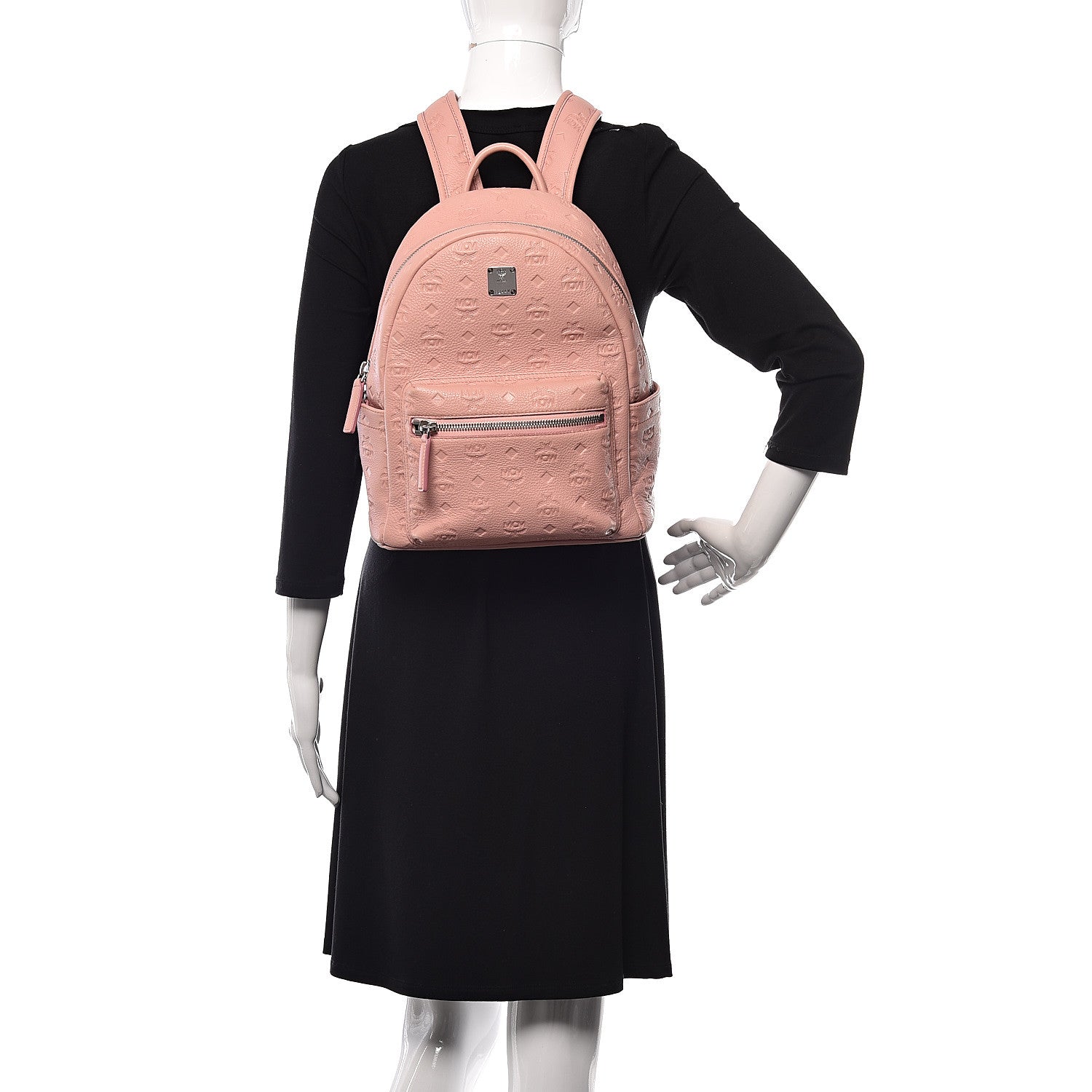 MCM Calfskin Ottomar Monogram Small Backpack Pink 2 of 15