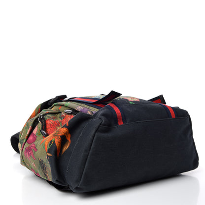 Gucci Canvas Floral Snake Double Buckle Backpack Green 4 of 9