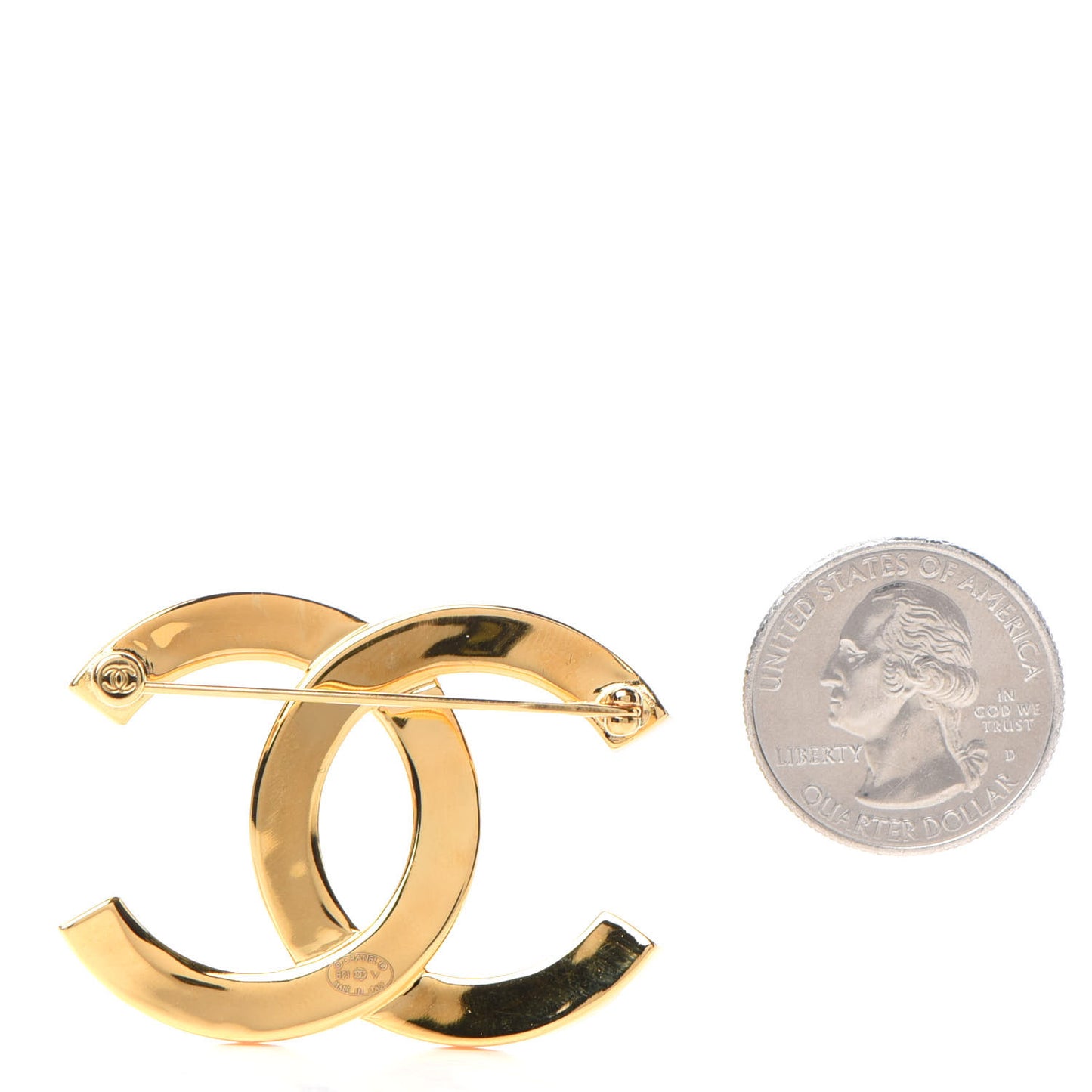 Metal Paris Button CC Large Brooch Gold
