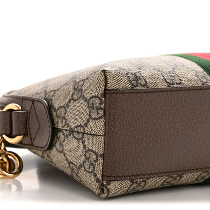 Gucci GG Supreme Monogram Textured Dollar Calfskin Web Small Ophidia Dome Shoulder Bag Beige Ebony New Acero 9 of 12