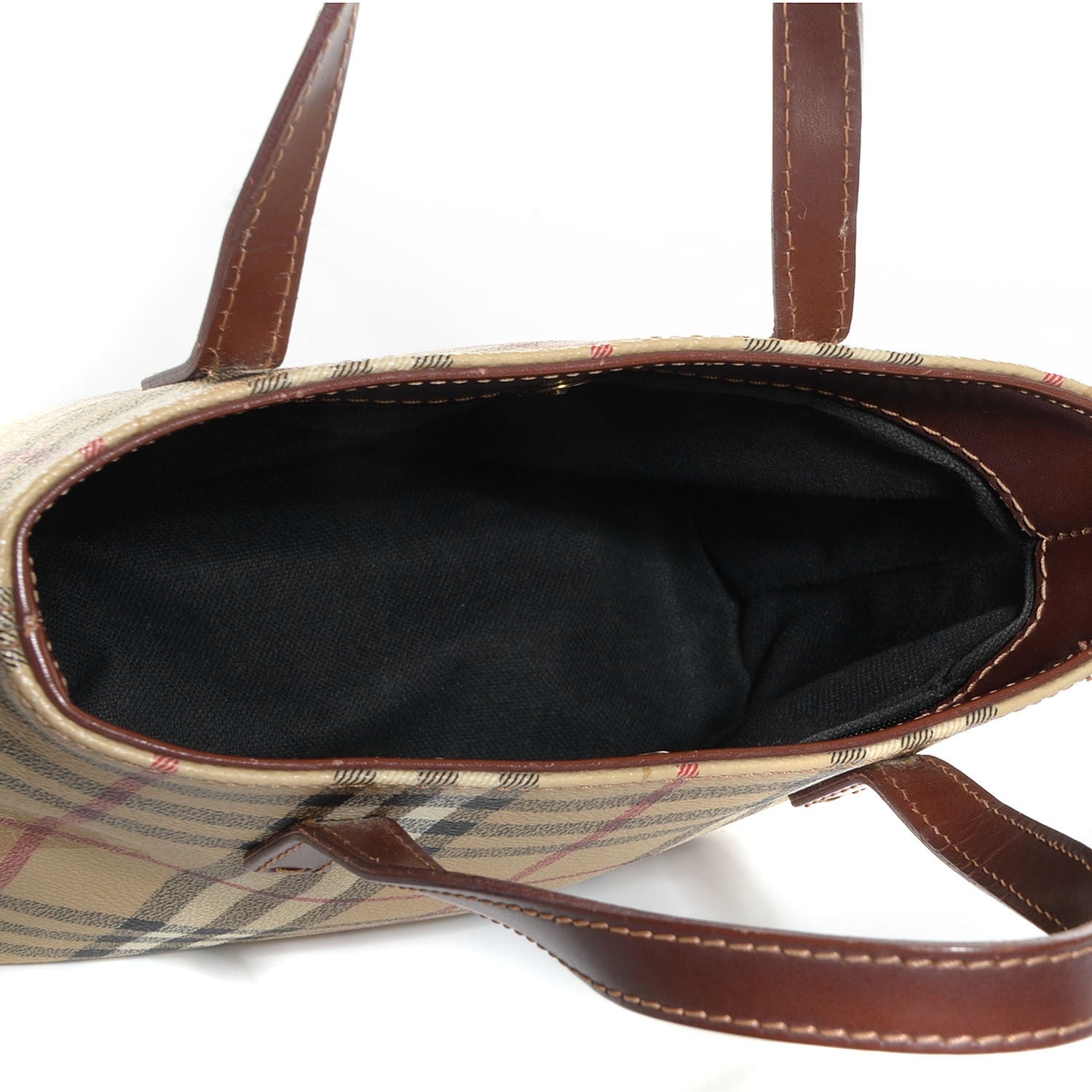Burberry Haymarket Check Small Tote Brown 5 of 7