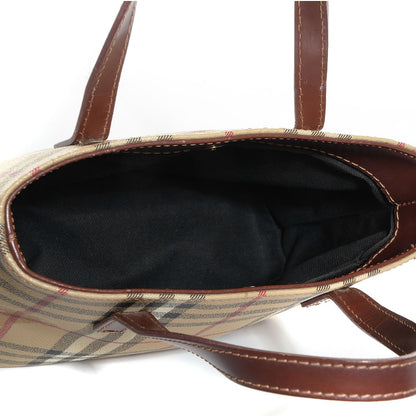 Burberry Haymarket Check Small Tote Brown 5 of 7