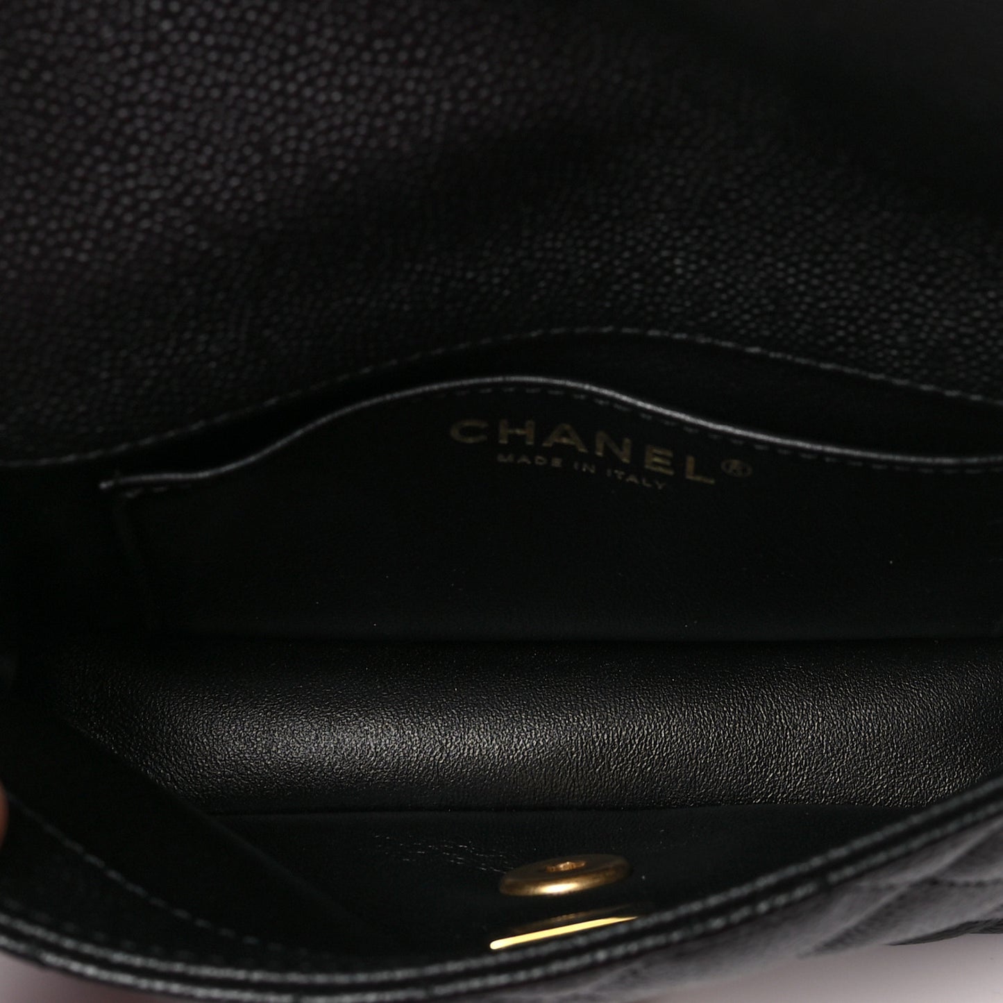 Caviar Quilted Mini Sweetheart Rectangular Flap Black