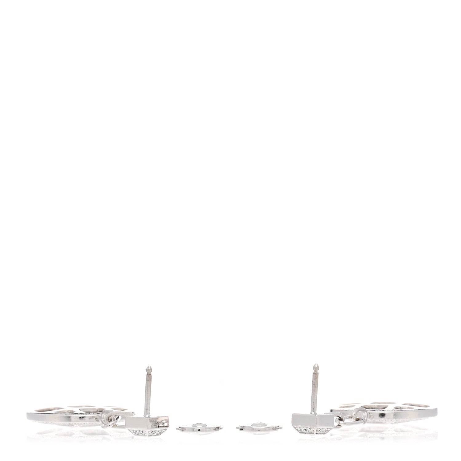 Cartier 18K White Gold Diamond Pasha Drop Earrings 3 of 5