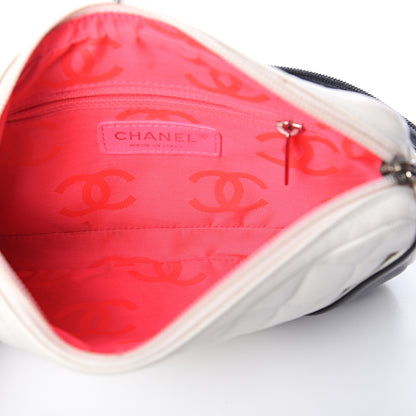Chanel Calfskin Quilted Cambon Pochette White Black 4 of 9