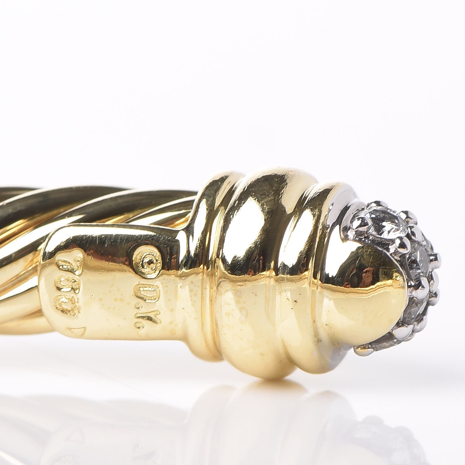 David Yurman 18K Yellow Gold Pave Diamond 5mm Cable Classics Bracelet 5 of 5