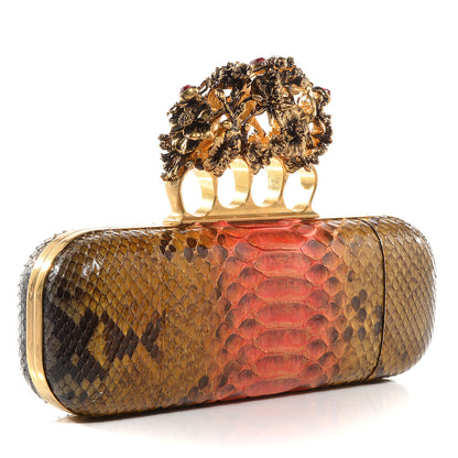Alexander McQueen Python Knuckle Box Clutch Brown 3 of 6