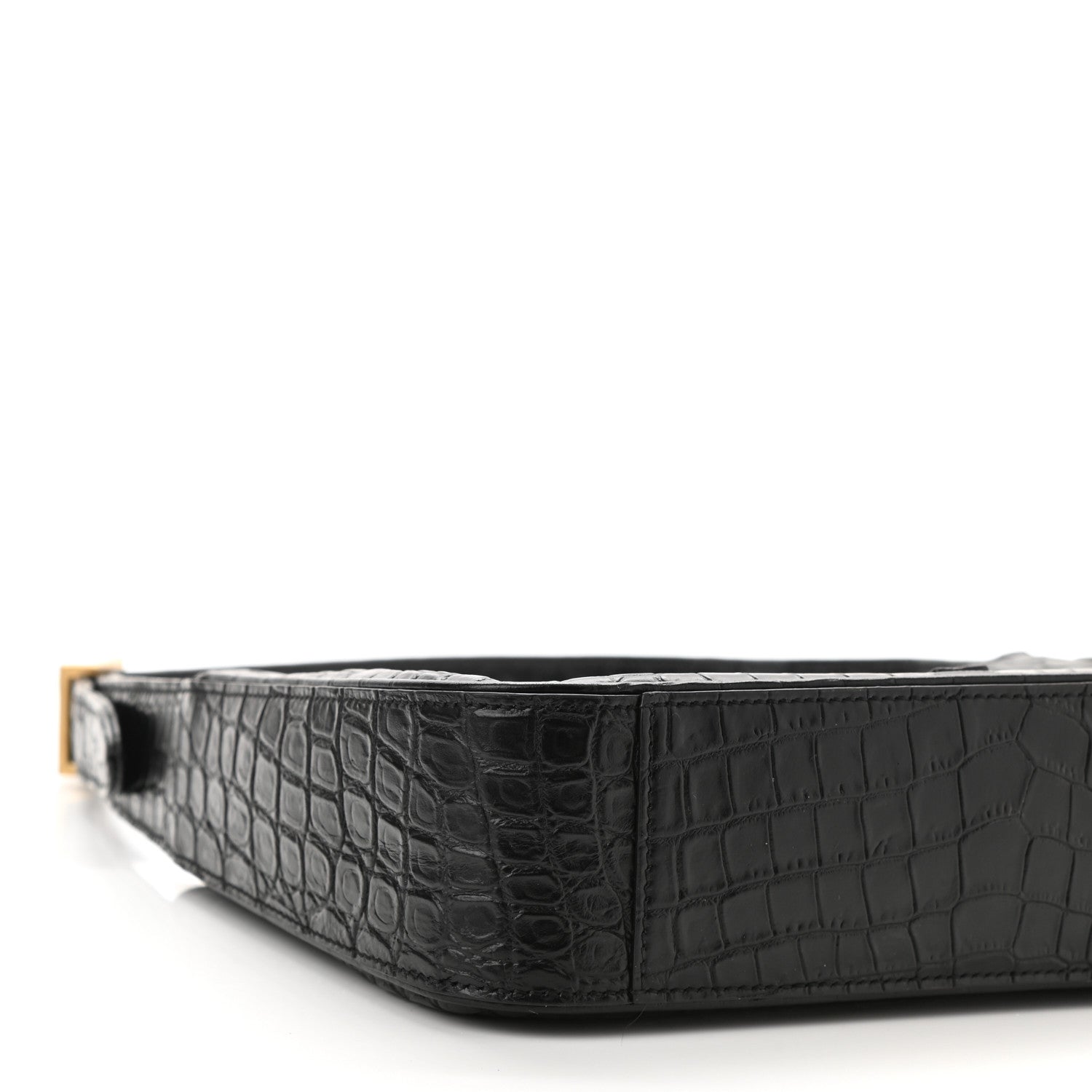 Saint Laurent Calfskin Crocodile Embossed Le 5 A 7 Hobo Black 9 of 10