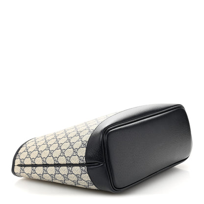 Gucci GG Supreme Monogram Textured Dollar Calfskin Medium Ophidia Shoulder Tote Bag Beige Blue 4 of 11