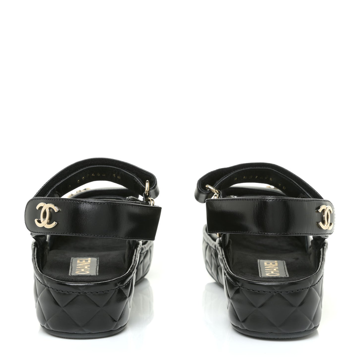 Shiny Calfskin Logo Platform Sandals 38 Black