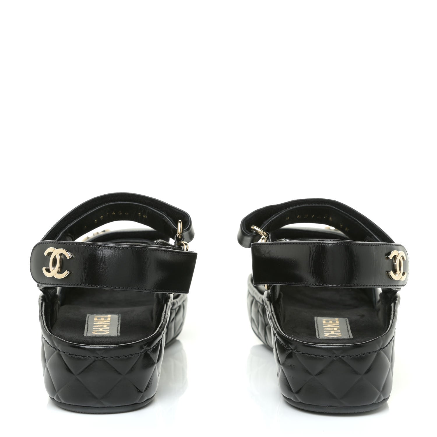 Chanel Shiny Calfskin Logo Platform Sandals 38 Black 5 of 12