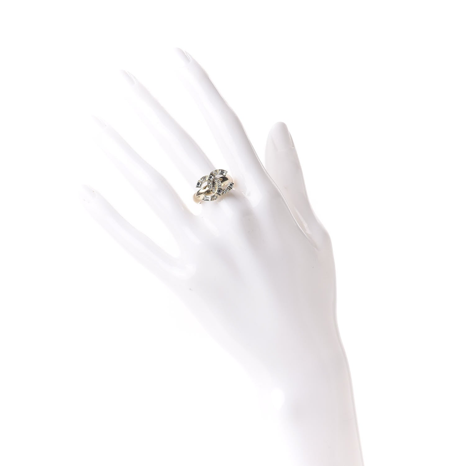 Chanel Crystal Baguette CC Ring 6 Gold 2 of 6