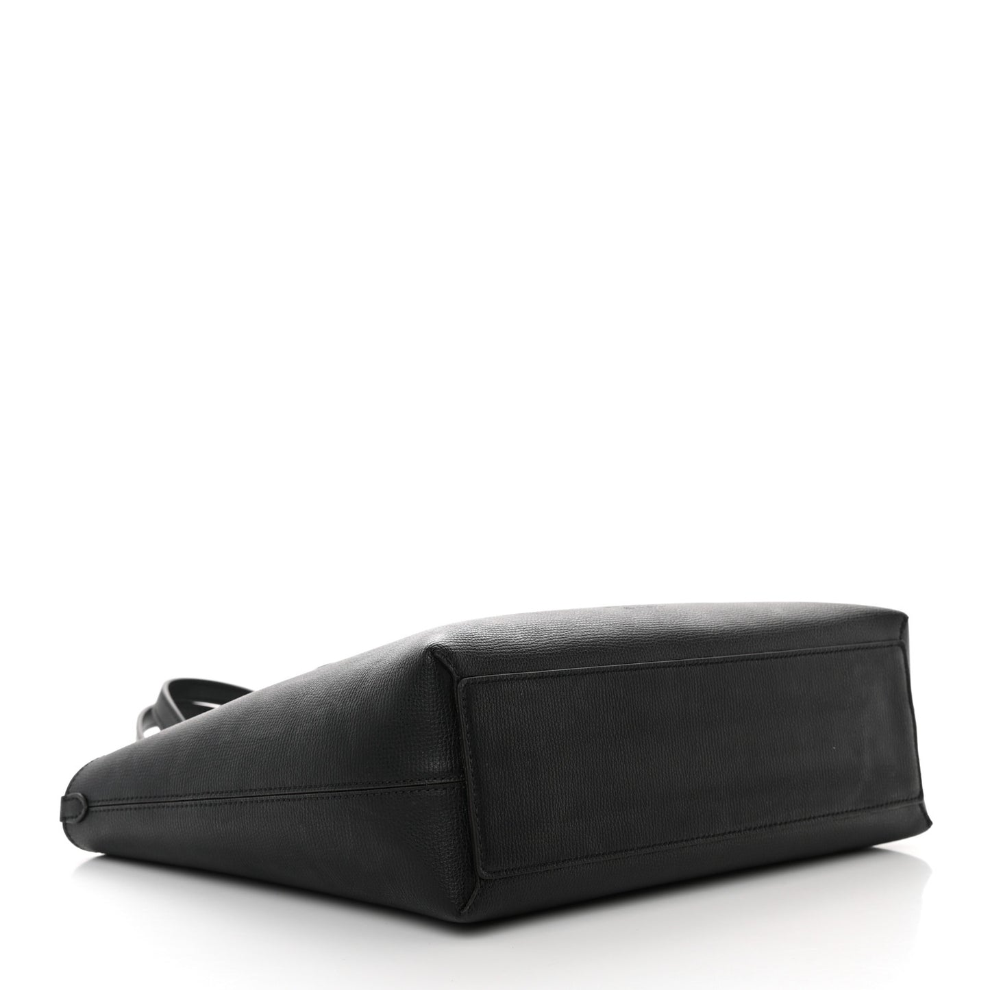 Grainy Calfskin Haymarket Check Medium Reversible Tote Black
