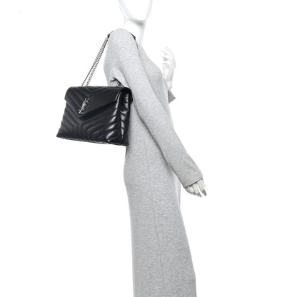 Saint Laurent Calfskin Y Quilted Monogram Medium Loulou Chain Satchel Black 2 of 13