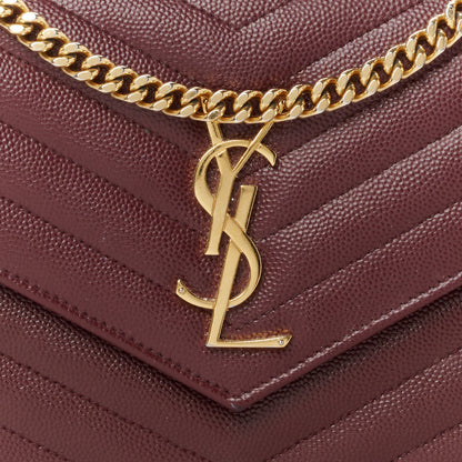 Saint Laurent Grain De Poudre Matelasse Chevron Monogram Chain Wallet Rouge Legion 7 of 11