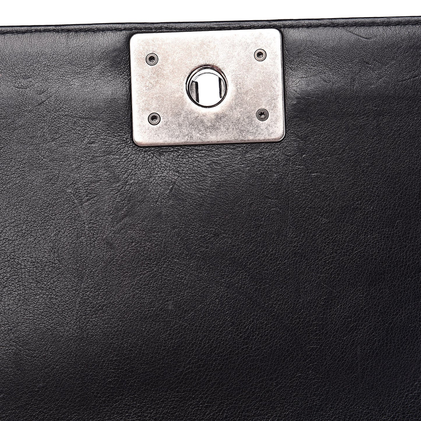 Calfskin Double Stitch Medium Boy Flap Black