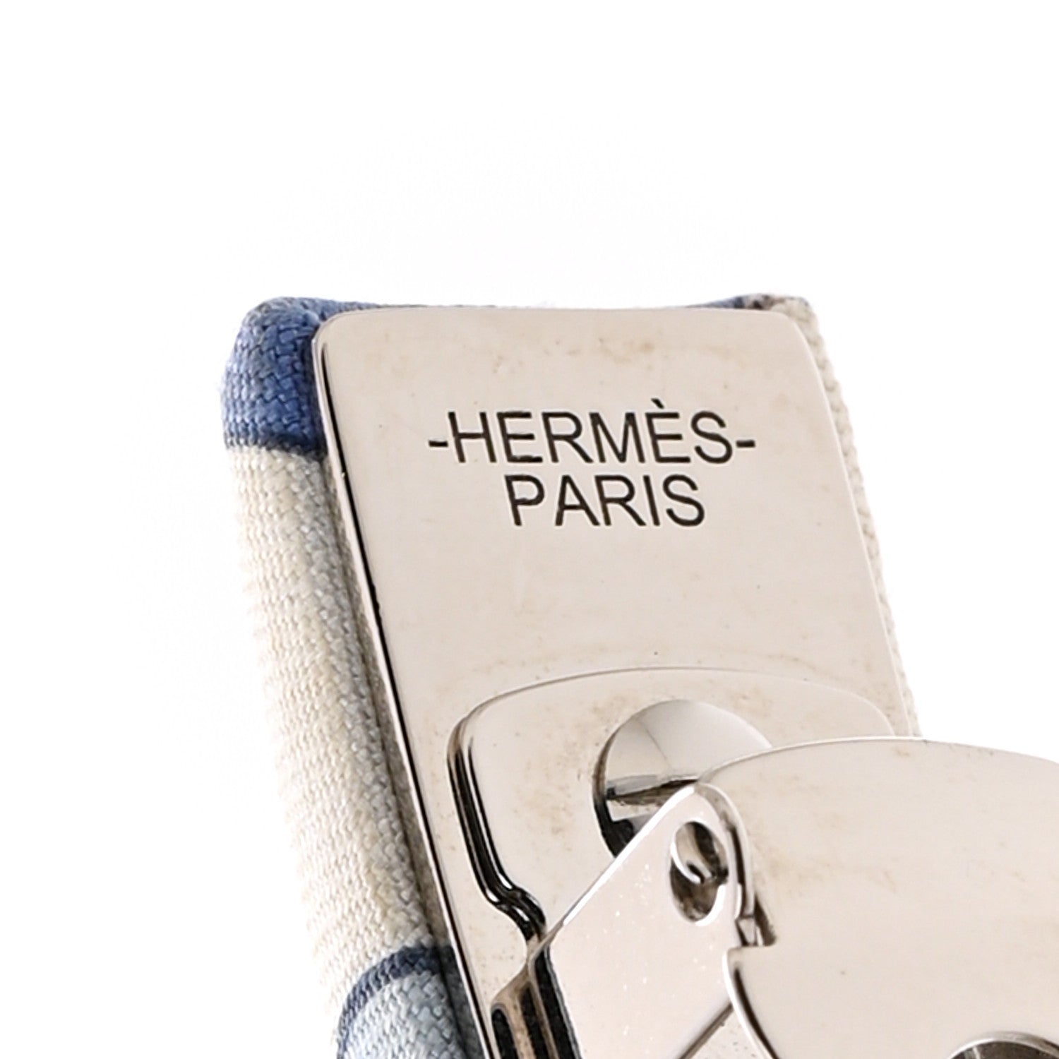 Hermes Silk La Folle Parade Eclipse Hair Clip GM Bleu Jean 3 of 5
