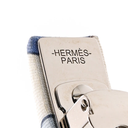Hermes Silk La Folle Parade Eclipse Hair Clip GM Bleu Jean 3 of 5