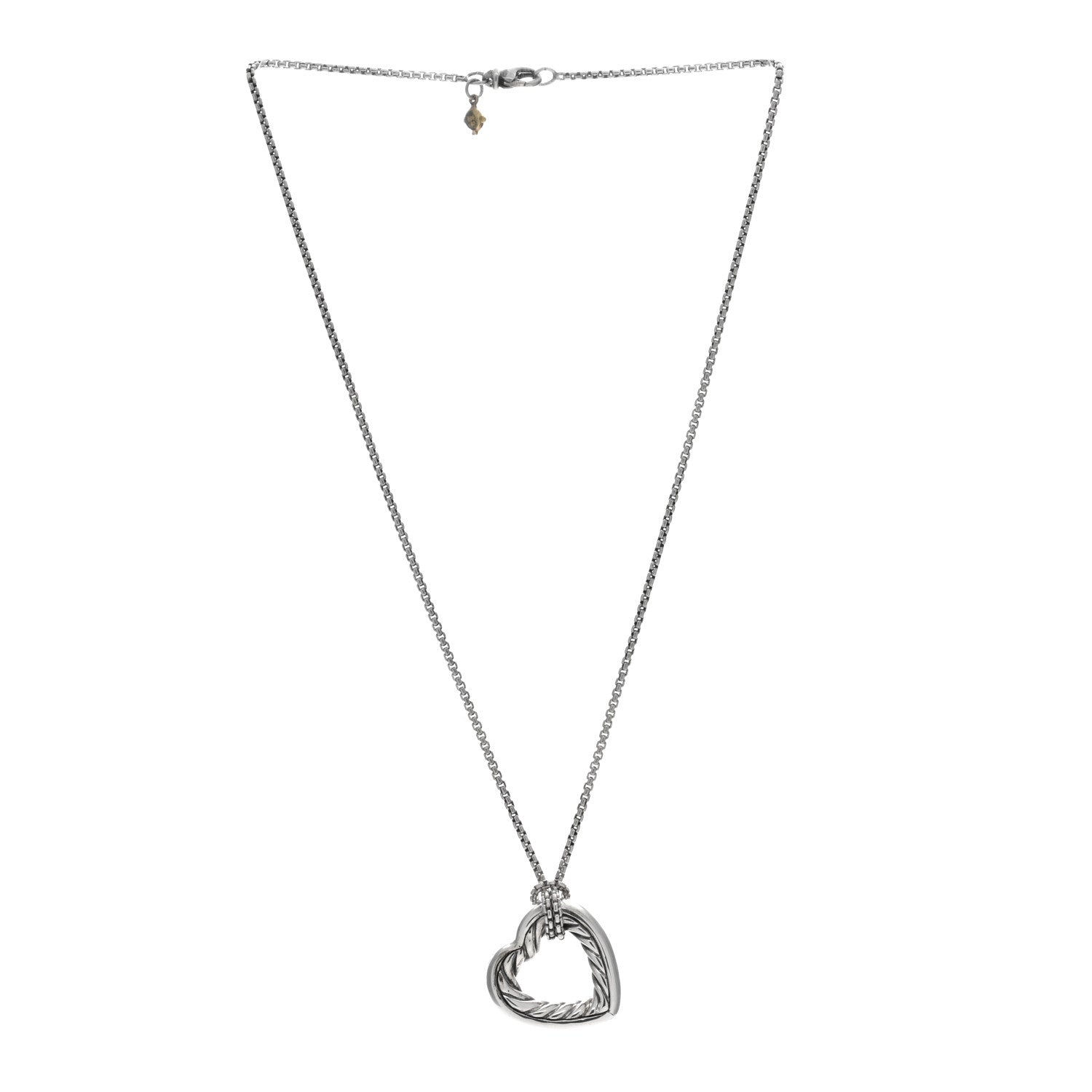 David Yurman Sterling Silver 18K Yellow Gold Large Open Heart Cable Necklace 2 of 4