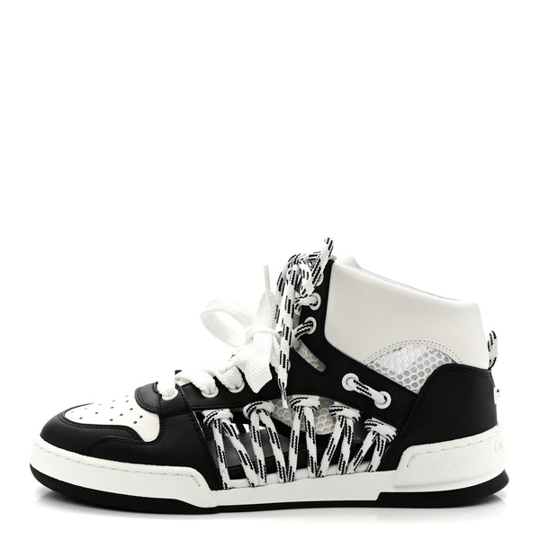 ディオール/クリスチャンディオール XXL XL Christian Dior Calfskin Mesh Cutout High Top Sneakers 37 Black
