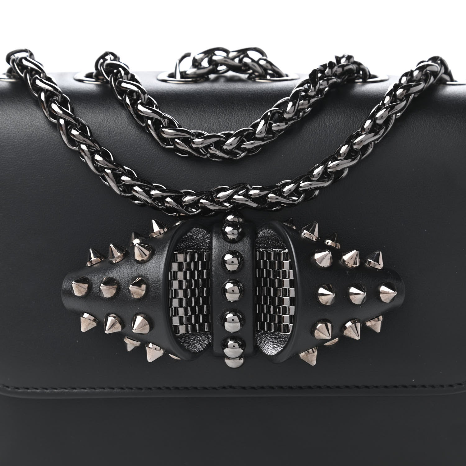 Christian Louboutin Calfskin Baby Sweety Charity NV Shoulder Bag Black 9 of 10