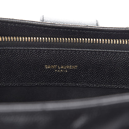 Saint Laurent Grain De Poudre Matelasse Chevron Monogram Shopping Bag Black 6 of 23