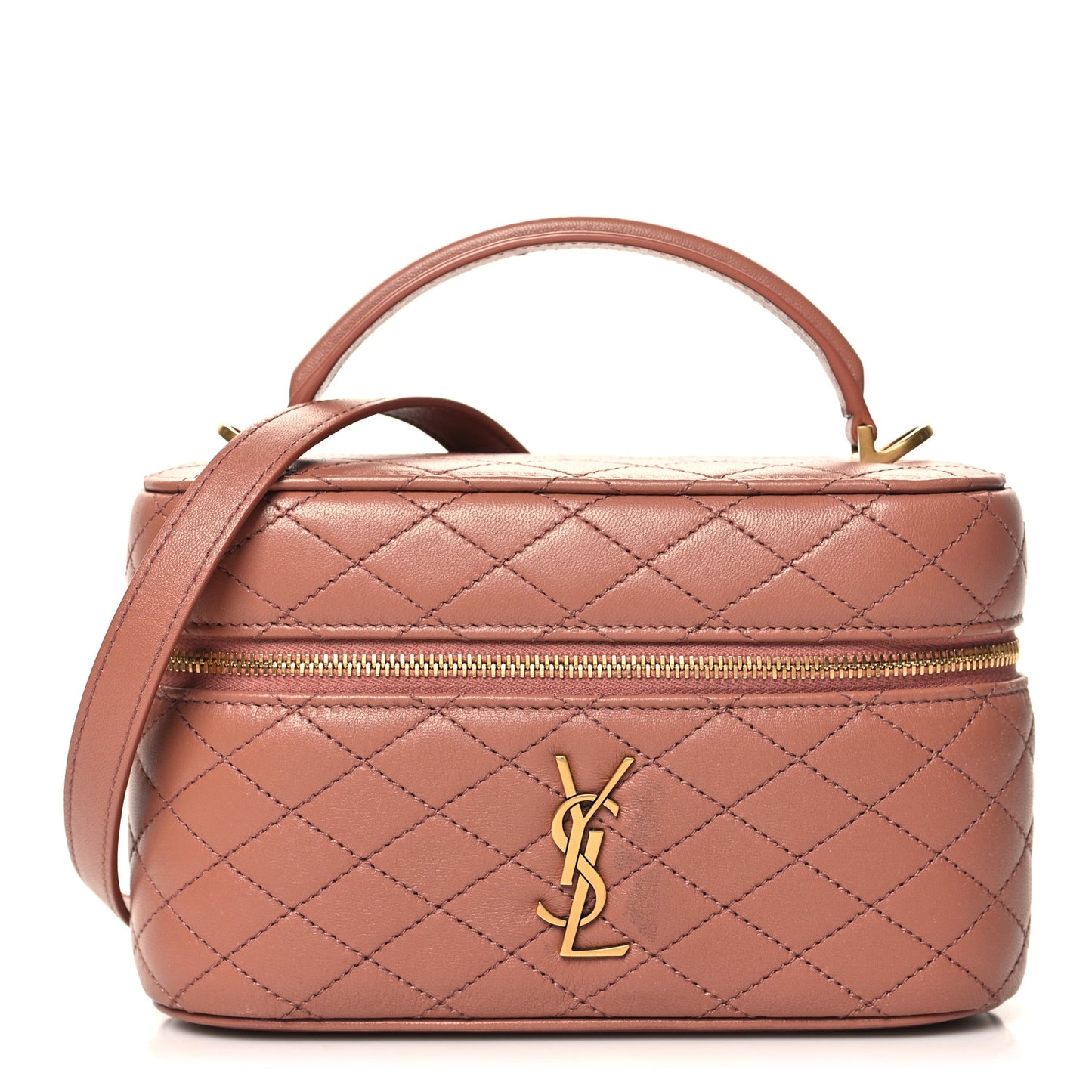 Lambskin Quilted Mini Gaby Vanity Case Barely Pink