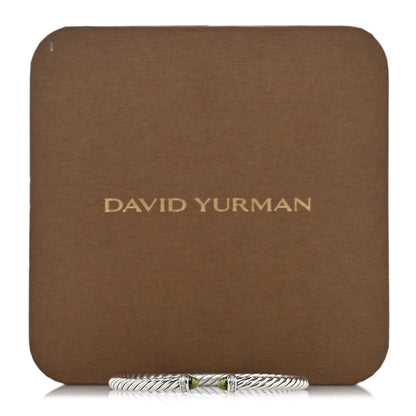 David Yurman Sterling Silver Diamond Peridot 4mm Cable Flex Bracelet 4 of 4