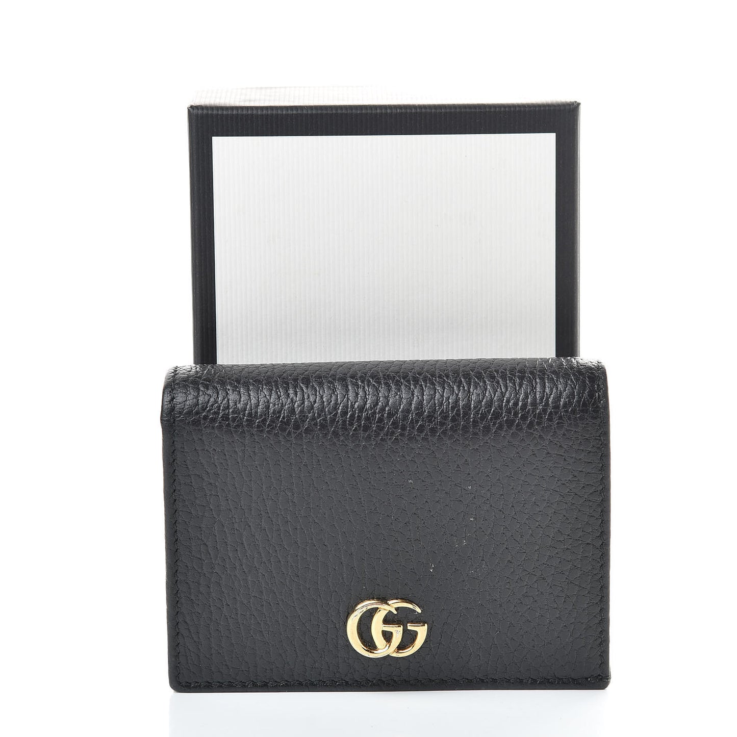 Pebbled Calfskin GG Marmont Card Case Black