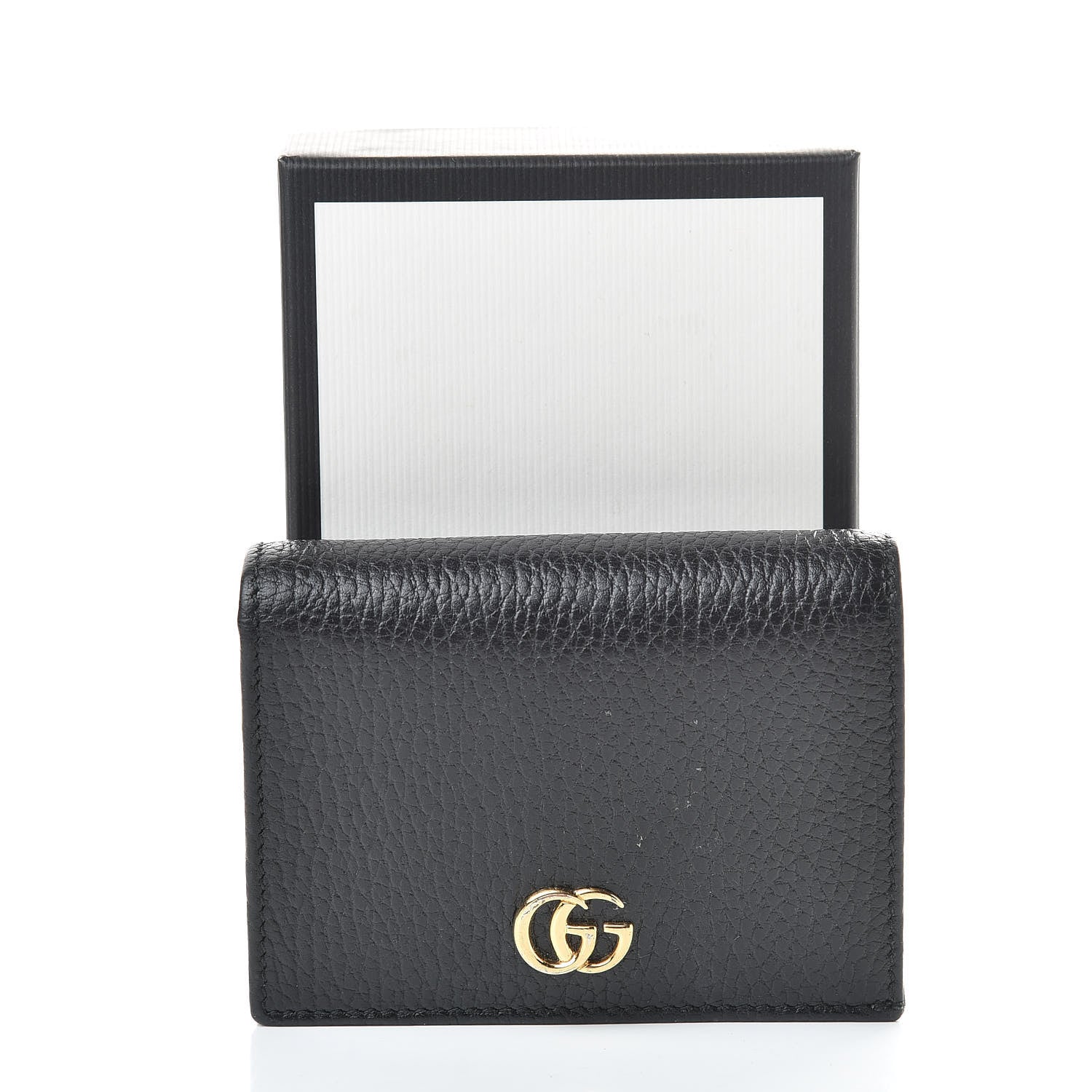 Gucci Pebbled Calfskin GG Marmont Card Case Black 8 of 8
