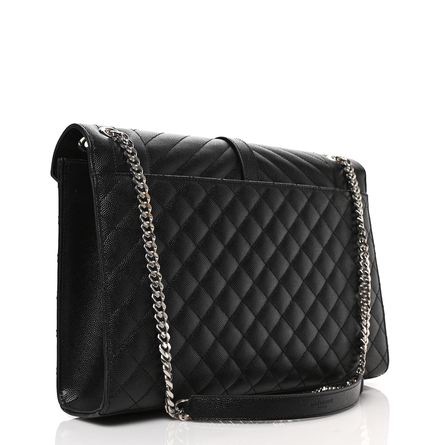 Saint Laurent Grain De Poudre Textured Mixed Matelasse Large Triquilt Monogram Satchel Black 3 of 8