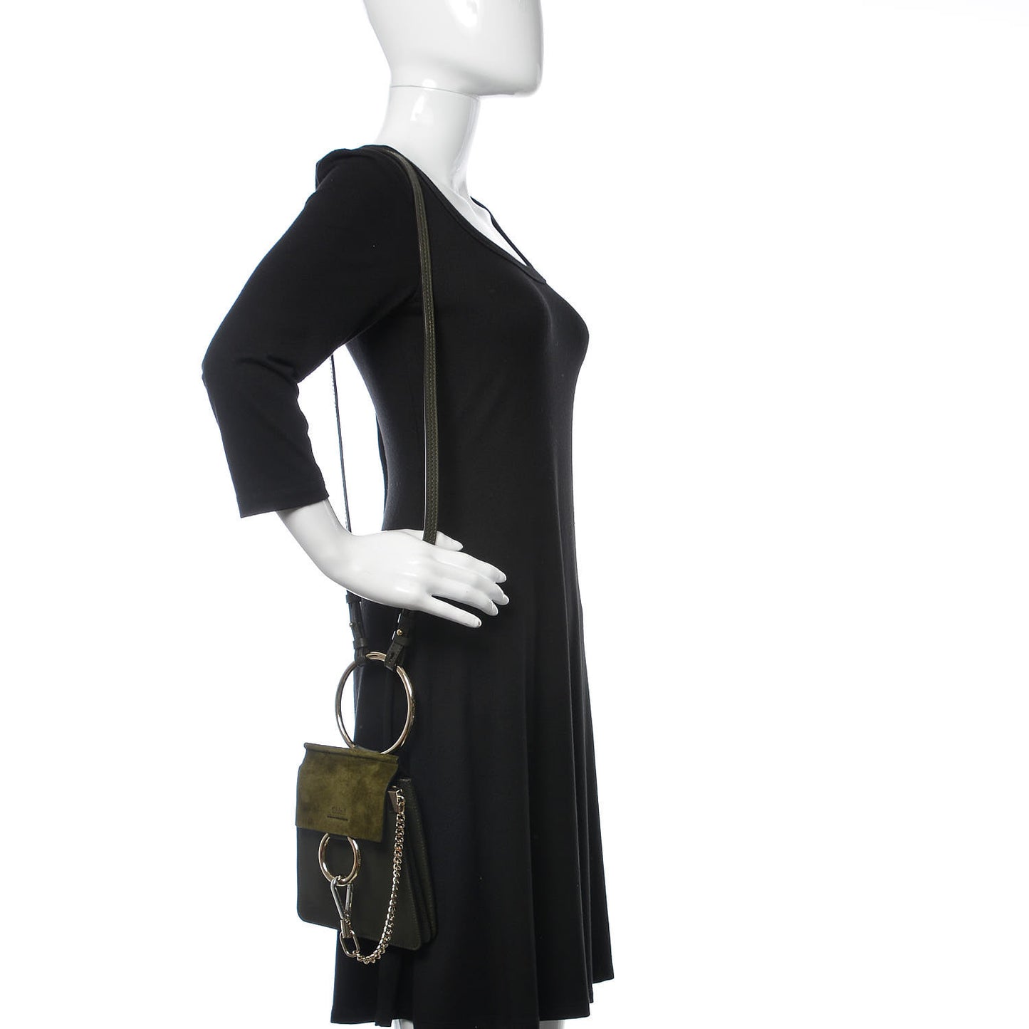 Suede Calfskin Mini Faye Bracelet Bag Forest Green