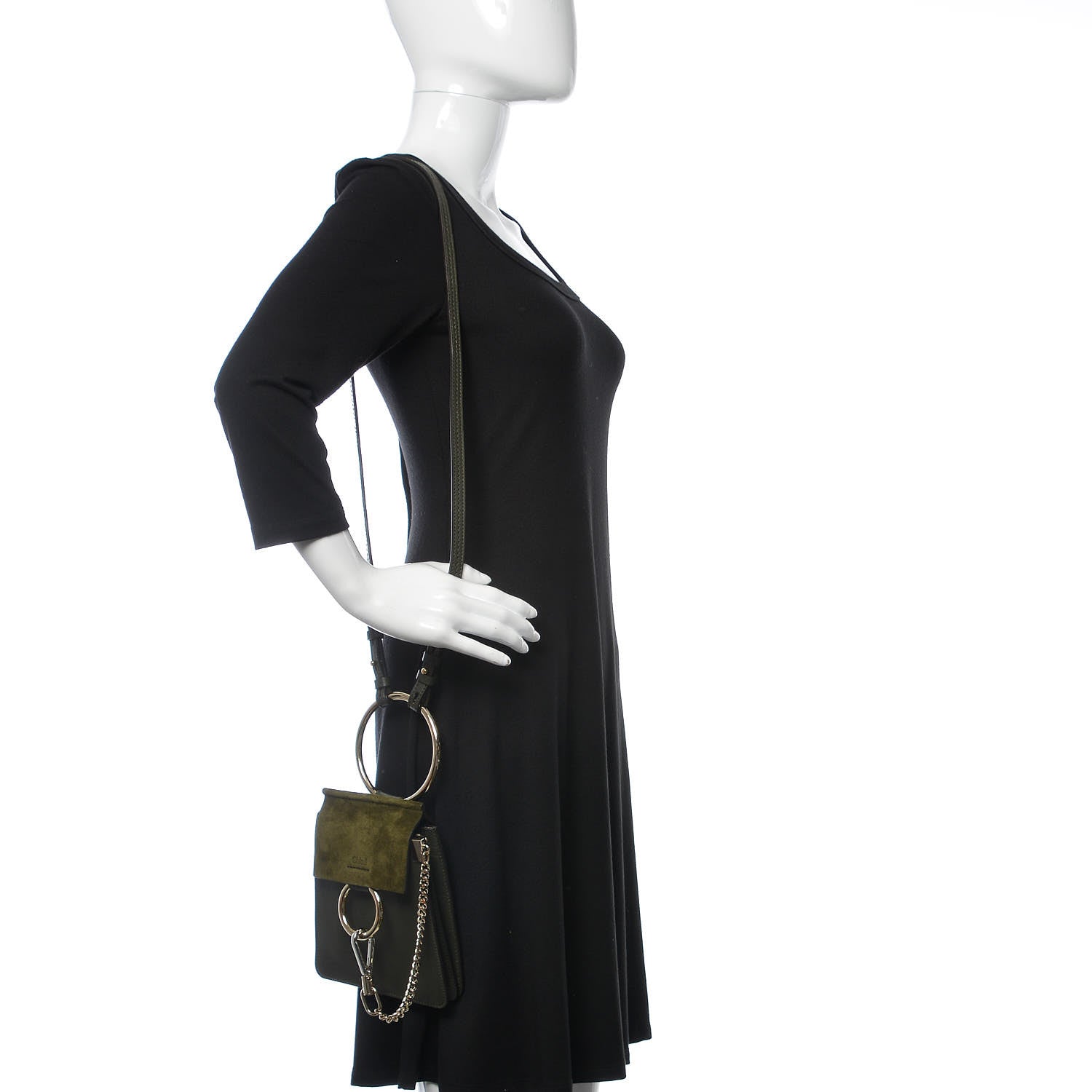 Chloe Suede Calfskin Mini Faye Bracelet Bag Forest Green 2 of 12