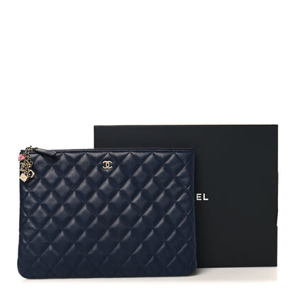 Chanel Lambskin Quilted Medium Casino Beauty CC Cosmetic Case Navy 9 of 9