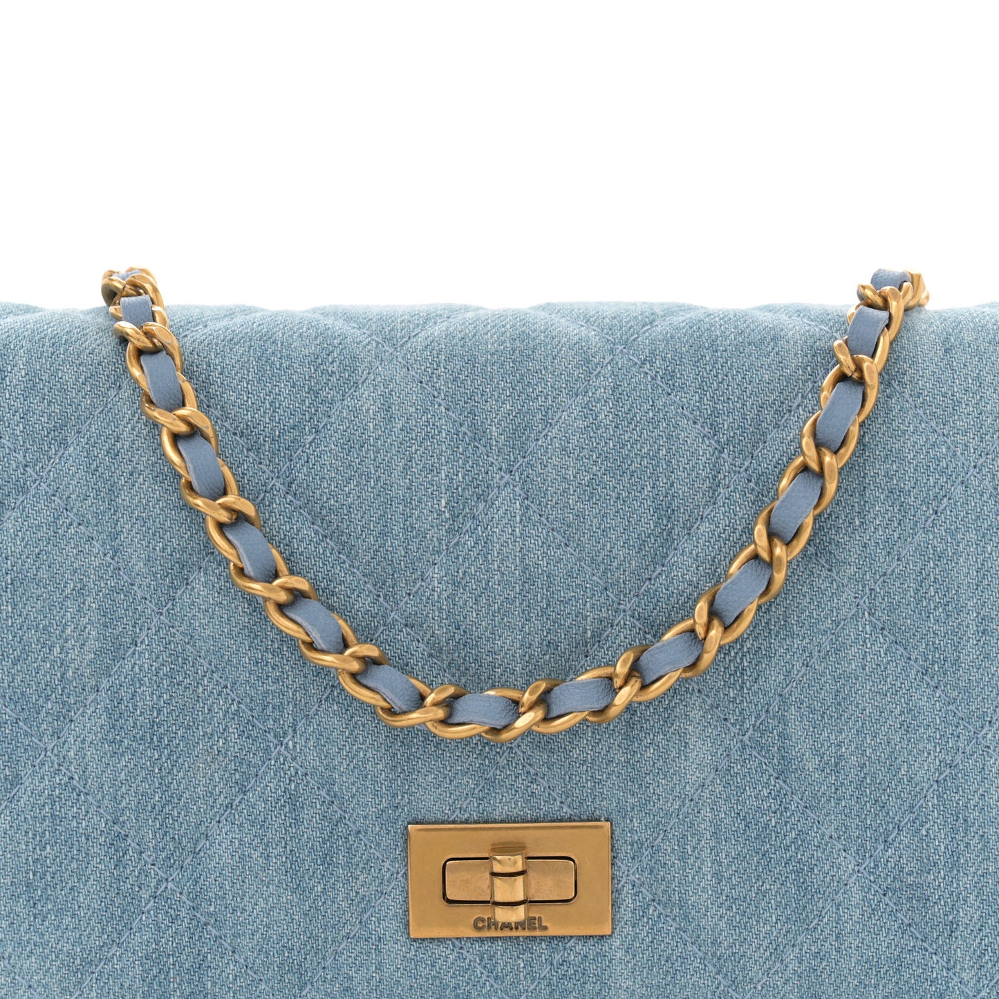 Denim Quilted Reissue Wallet On Chain WOC Blue