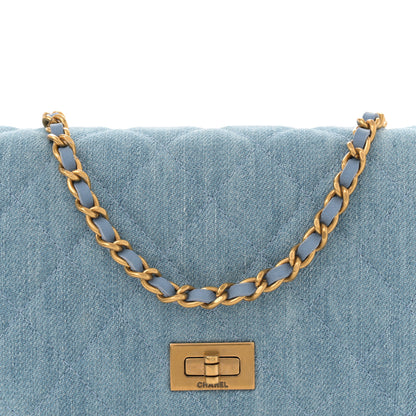 Chanel Denim Quilted Reissue Wallet On Chain WOC Blue 8 of 10