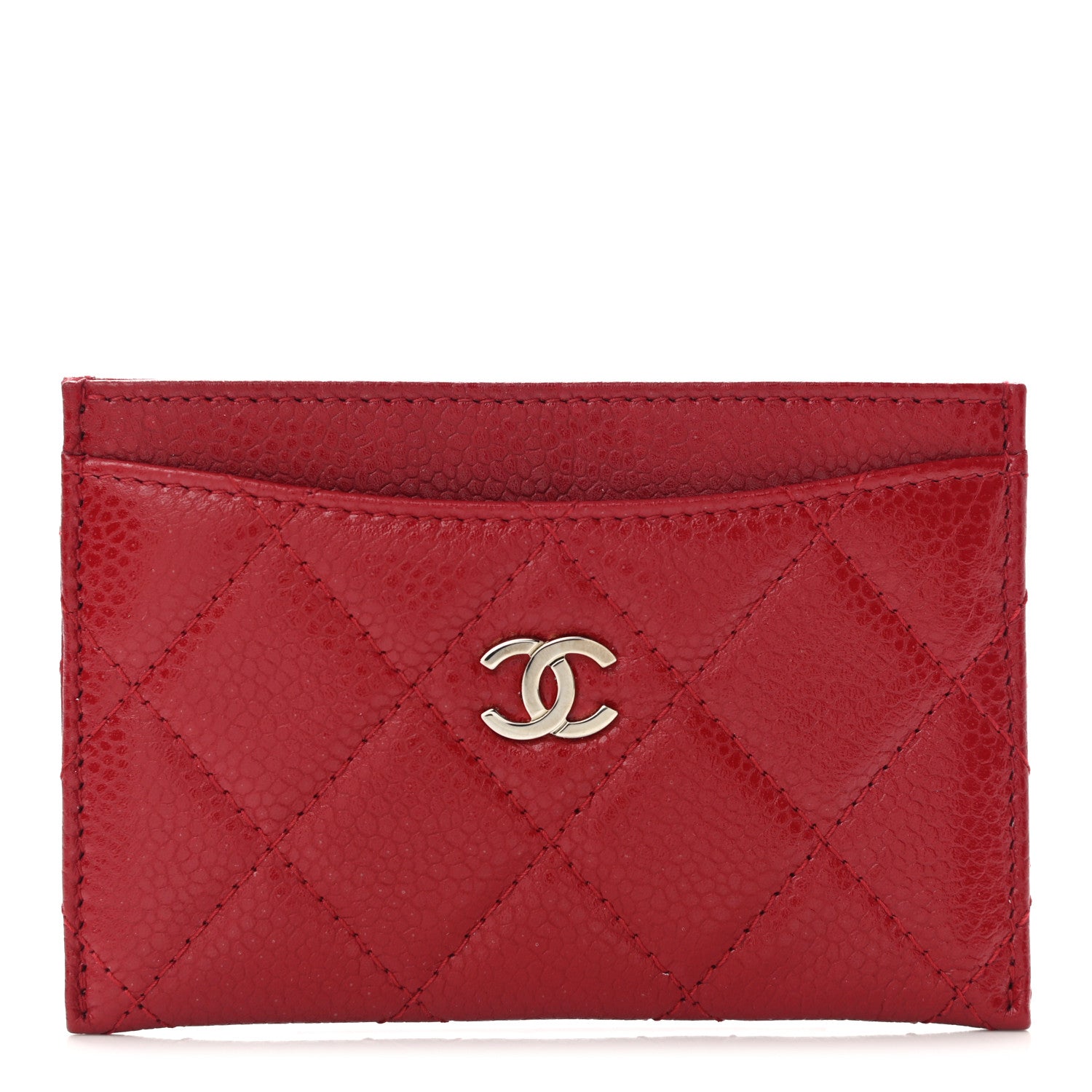 Chanel Caviar Quilted Card Holder Red 1 of 10