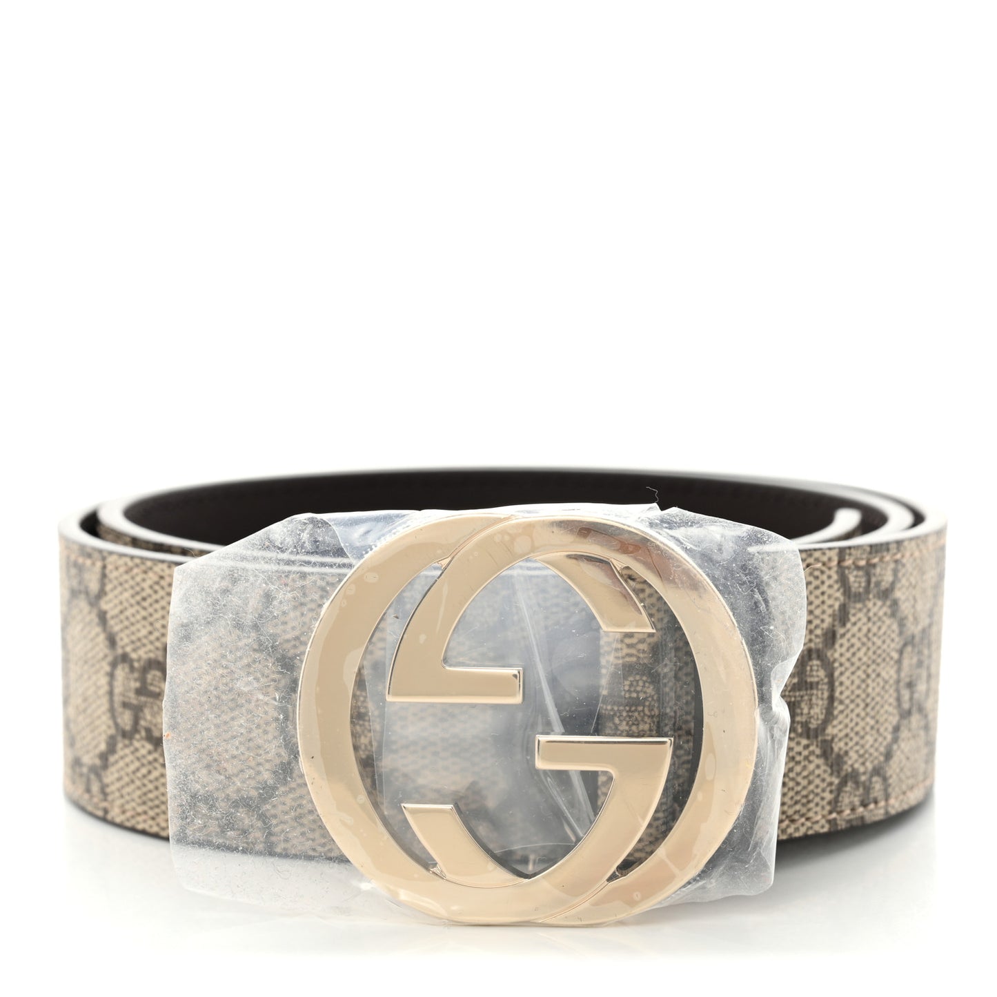 GG Supreme Monogram Interlocking G 37mm Belt 70 28 Beige Ebony Cocoa