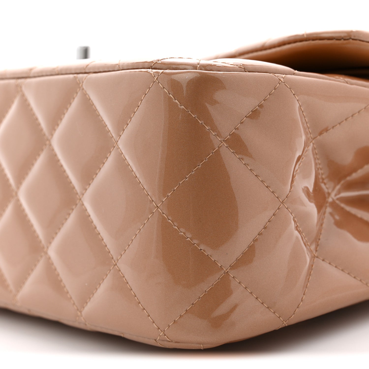 Chanel Patent Quilted Jumbo Double Flap Light Brown 10 of 11