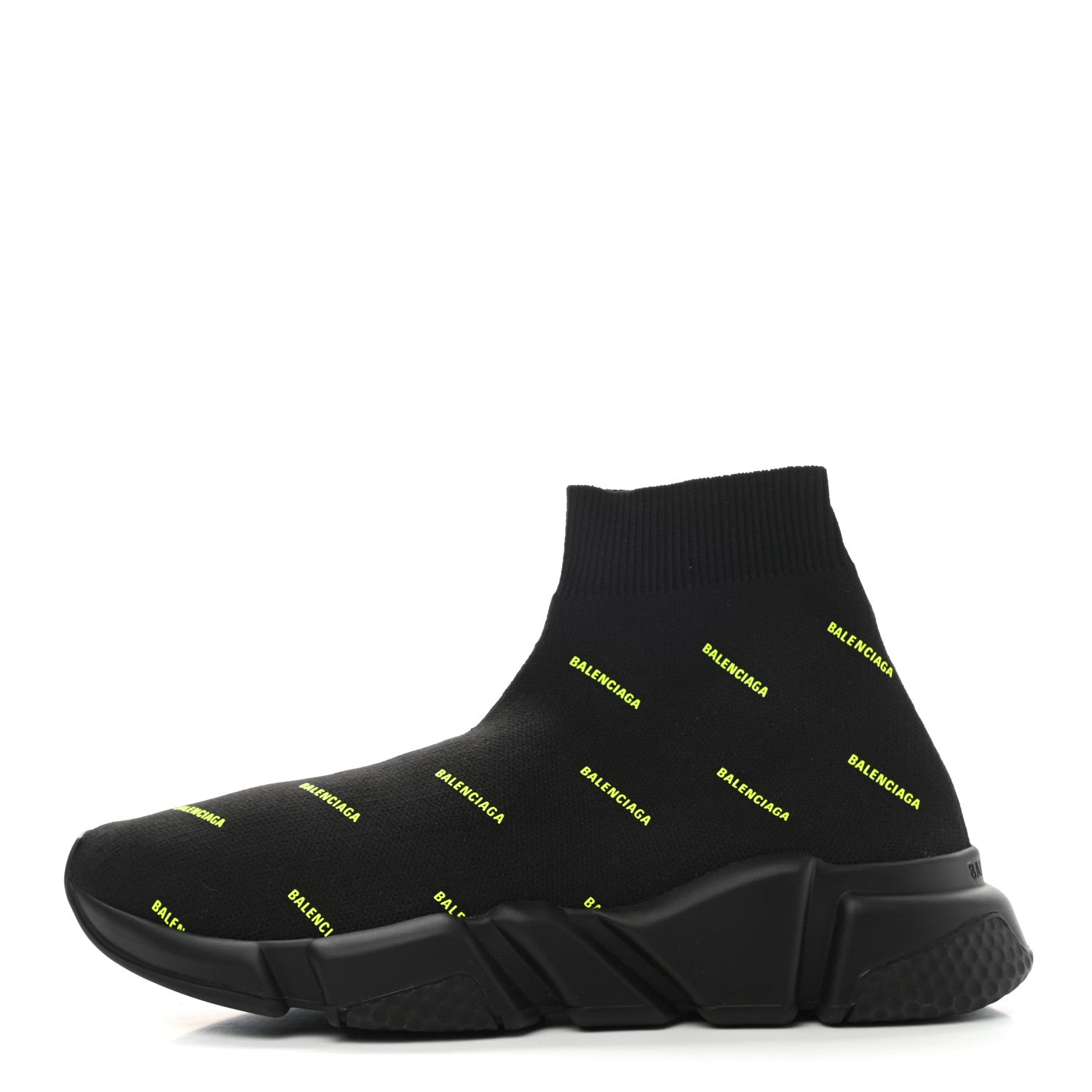 Balenciaga Neoprene Knit Allover Logo Womens Speed Sneakers 38 Black Yellow 1 of 9