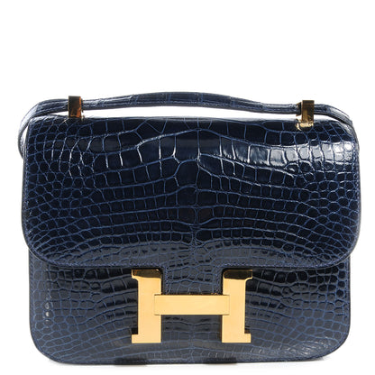 Hermes Shiny Alligator Constance 23 cm Bleu Abysse 1 of 9