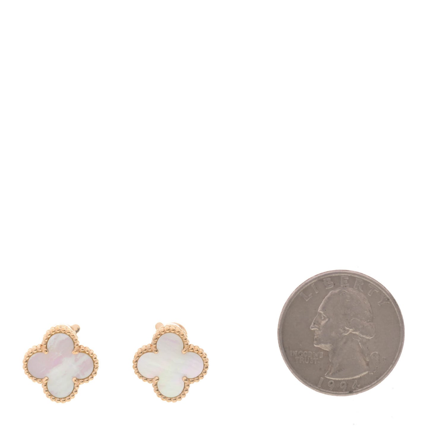 18K Yellow Gold Mother of Pearl Vintage Alhambra Earrings
