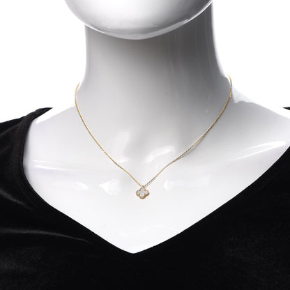 Van Cleef & Arpels 18K Yellow Gold Mother of Pearl Sweet Alhambra Pendant Necklace 2 of 8