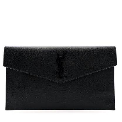 Saint Laurent Grain De Poudre Monogram Uptown Pouch Black 1 of 7