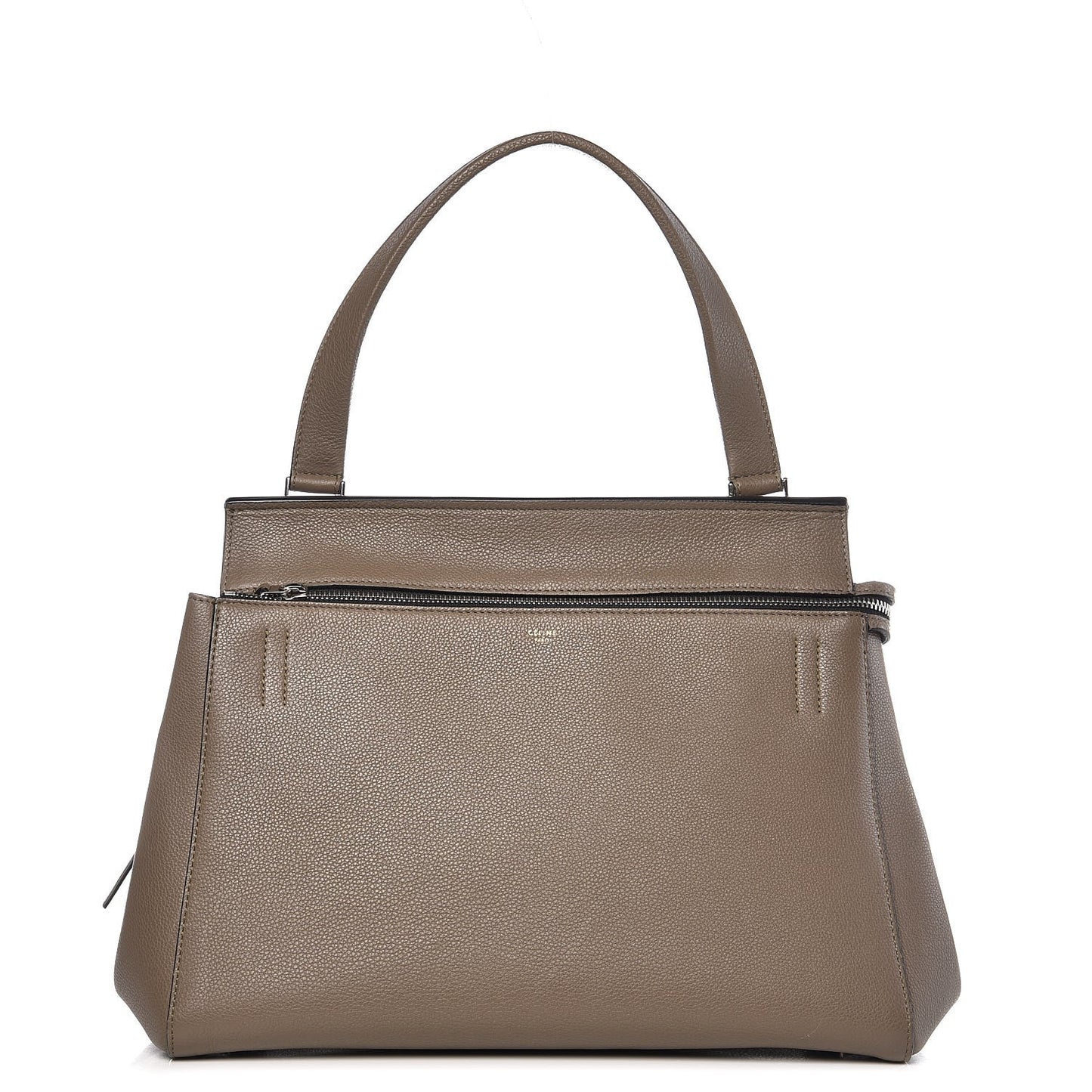 Drummed Calfskin Medium Edge Shoulder Bag Grey