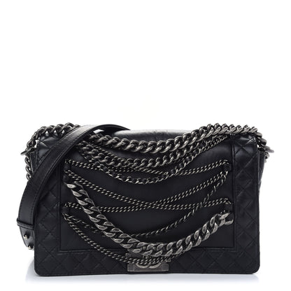 Chanel Calfskin Enchained New Medium Boy Flap Black 1 of 8