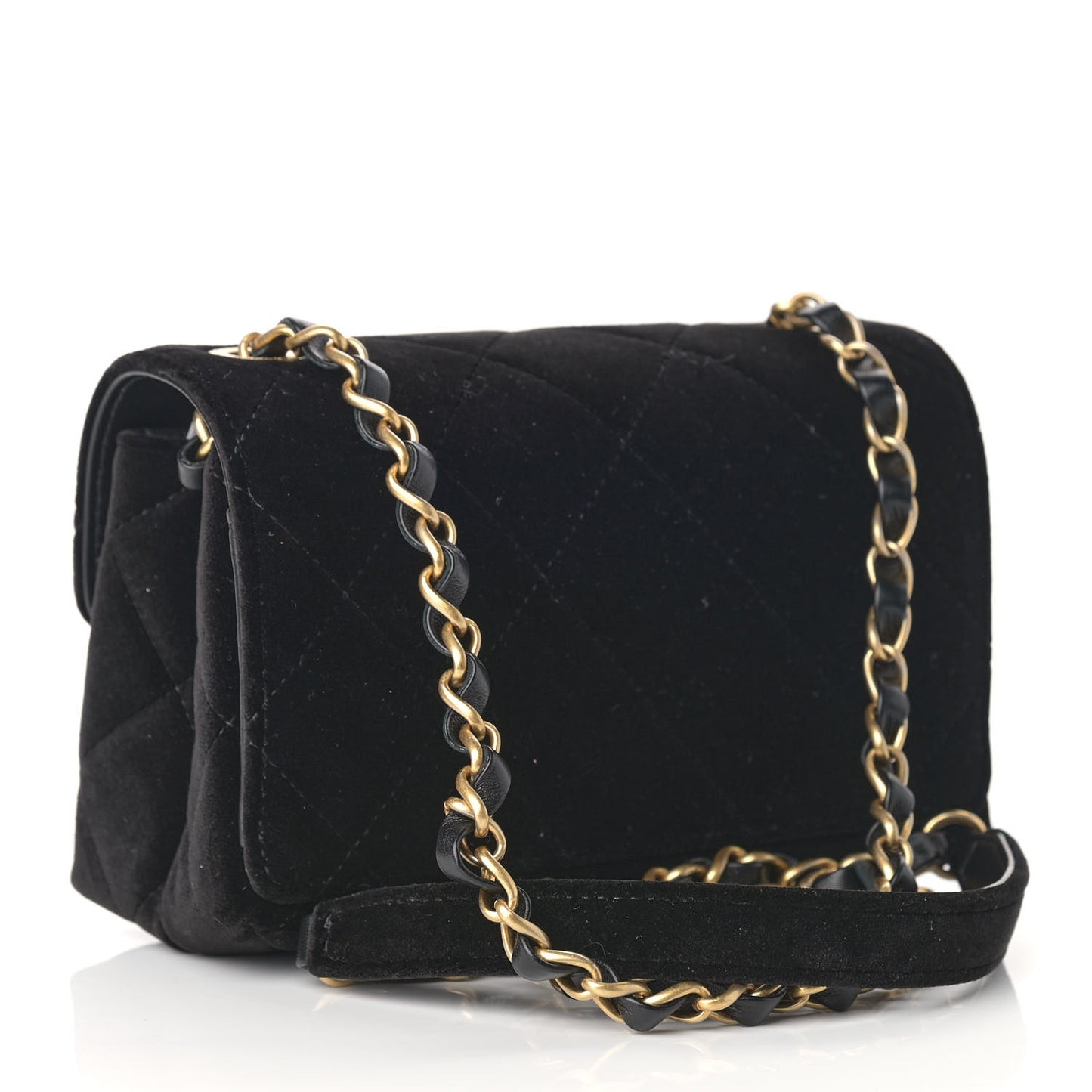 Velvet Strass Diamond Lock Flap Black